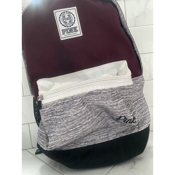 Victoria Secret Pink Lg Backpack Purple/blk - Picture 3 of 11